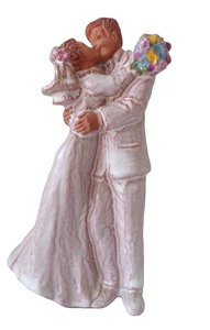 Jie Gantofta Clay Figurine 1970's Kissing Couple Wedding Marriage 7-3/4" Sweden - Picture 1 of 18