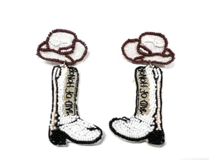 Maid of Honor Boots & Cowboy Hat Seed Bead Earrings Brand New - Picture 1 of 1