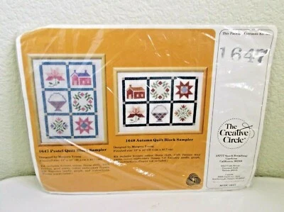 Creative Circle Cross Stitch Pastel Quilt Block Sampler Kit Item 1647 Vtg - Image 1 of 4