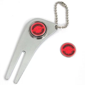 Golf Pitchgabel aus Metall verchromt mit Magnet Ballmarkierern und Befestigung - Bild 1 von 1