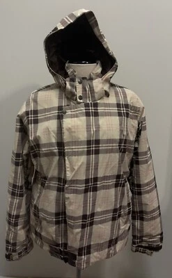 BURTON Snowboard Esquí Aislado Chaqueta con Capucha Abrigo Mujer L Cuadros Marrón/Rosa Foto 1 de 4