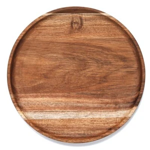Round Wood Tray, Acacia Wooden Serving Tray, Serving Platter, Appetizer Charc... - Picture 1 of 7