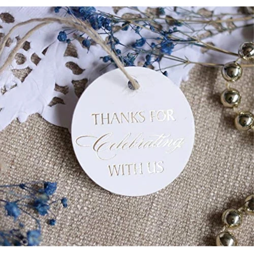 Etiquetas de regalo gracias, lámina de oro rosa, paquete de 30, solo etiquetas de gracias por celebrar Foto 1 de 1