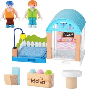 Wooden Dollhouse, Ice Cream Toy Playset for Kids, Dollhouse Accessories... - Picture 1 of 7