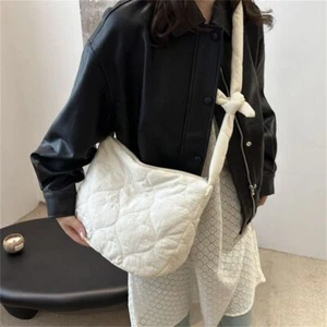 Down Cotton Padded Puffy Handbags Large Capacity Underarm Bags for Women Girls - Picture 1 of 19