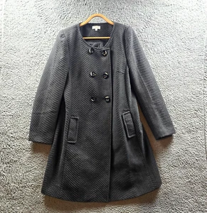 Capture Womens Jacket Coat Size 12 Grey Textured Long Sleeve Double Breasted - Picture 1 of 14
