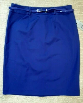 APT 9 Modern Fit Polished Cotton Belted Pencil Skirt Spectrum Blue Sz 10 Career  - Image 1 of 4