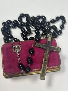 Antiker religiöser 31 Zoll katholischer PRIESTER/NONNE’s Gebetsperlen CHRISTUS Rosenkranz ITALIEN - Bild 1 von 14