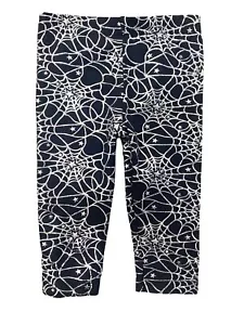 Infant & Toddler Girls Black Silver Foil Web Pants Halloween Leggings - Picture 1 of 2