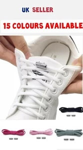 No Tie Shoe Laces Adult Kid Elastic Trainer Laces Lazy Easy No-tie Shoelaces NEW - Picture 1 of 26