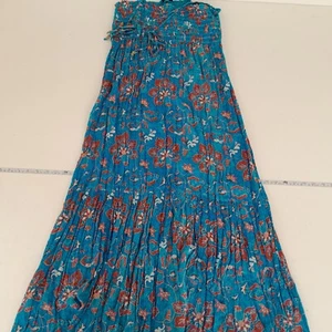 FRENCH CONNECTION Dress Large Blue Sleeveless Midi Strappy Floral 100% Cotton - Picture 1 of 10