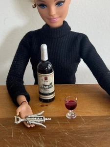 Dollhouse Miniature Wine Barrel Beer Cask Keg Goblet Drink 1:6 opener corkscrew - Picture 1 of 26