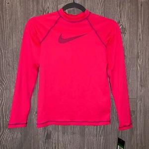 NIKE Hydro Bright Pink Purple Swim Rashguard L/S Top NEW Youth Girls Sz L - Picture 1 of 3
