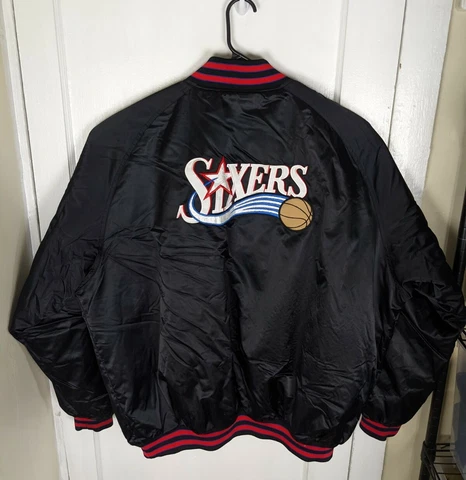 Vintage Y2K Nike Team 76Ers Philadelphia Satin Bomber 3XL Snaps Iverson Script Cover