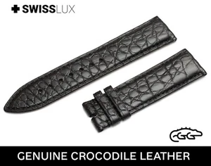 Crocodile Alligator Leather For IWC Watch Black Strap Band Buckle/Clasp 12-24mm - Bild 1 von 10