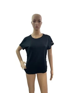 Champion Women’s Size Large Short Sleeve Solid Black Rushed Waist Athletic Shirt - Picture 1 of 4