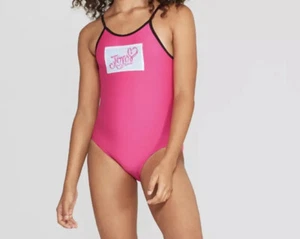 NEW Jojo Siwa One Piece Flip Sequins Bathing Swim Suit L Pink UPF 50+ Crisscross - Picture 1 of 12