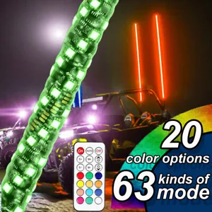 Poste de bandera de látigo de luz de antena iluminada LED RGB de 3 pies para Jeep TJ JK JL ATV UTV RZR - Imagen 1 de 11