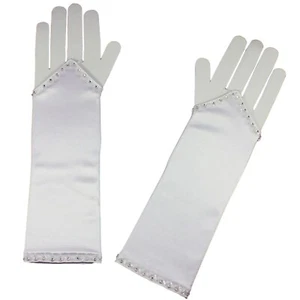 First Holy Communion Long Gloves White Fingerless Diamantes Decor For 7-10 Yr - Picture 1 of 2