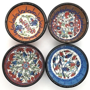 4 Cuencos Nimet Porcelana Turca 3.25" 8 cm Pintados a Mano Tradicionales - Imagen 1 de 12