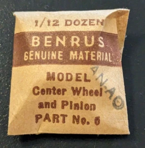 NOS NEW Genuine Benrus Watch Cal. AN AO Center Wheel & Pinion Part# 6 - Picture 1 of 2