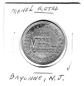 New ListingNj Medal - Monel Metal Castings - Bayonne, Nj - Bu Condition - 1910