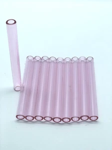 4.5'' long (8) Pieces 12mm OD 8mm ID Pyrex Glass Blowing Tubing - PINK COLOR - Picture 1 of 3