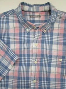 Mens XXL Michael Bastian 100% Cotton blue pink plaid button shirt - Picture 1 of 6