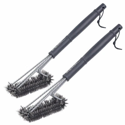 PEARL 2er-Set 3-fach-Reinigungs-Bürste, Edelstahl, für Grill, Küche u.v.m.