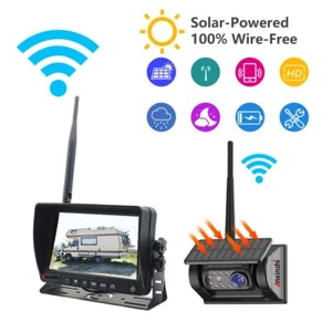 7" Wireless Monitor DVR Solar Backup Camera Rechargeable Magnetic portable Cam - Picture 1 of 17
