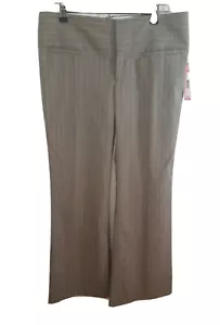 alice + olivia Y2K Womens Wool Silk Blend Pinstripe Flare Pants Taupe Sz 6 New - Picture 1 of 10