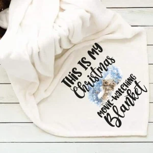 Christmas Movie Watching Fleece Blanket 50x60 Custom Photo Throw Blanket - Picture 1 of 1