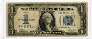 1934 $1 SIGILLO BLU ARGENTO CERTIFICATO DIVERTENTE RETRO F (ERRORE RETRO INVERTITO) - Foto 1 di 2