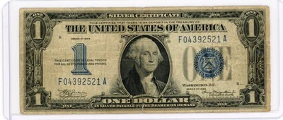 1934 $1 BLUE SEAL SILVER CERTIFICATE FUNNY BACK F (INVERTED BACK ERROR) - Image 1 of 2