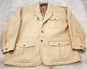 Orvis Jacket Mens Large Tan Chore Barn Canvas Safari Utility Worker Field Blazer - Picture 1 of 16