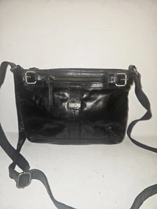 Spikes + Sparrow Black Leather Multi Pocket Crossbody Bag Adjustable Strap - Picture 1 of 5