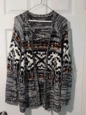 Women's Volcom Western Fringe Cardigan Sweater, Size M/L - Image 1 of 3