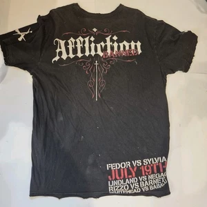 Vtg Affliction BANNED Men’s Short Sleeve Distressed T Shirt 3xl Fedor vs Sylvia - Picture 1 of 8