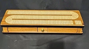 Continuous Cribbage Board Inlaid 4 Tracks Rosewood/Maple with Sliding Lids... LR - Picture 1 of 12