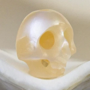 6.09 MM Mensch Totenkopf Perlen Geschnitzter Creme Süßwasserperle 0.22 G - Bild 1 von 13