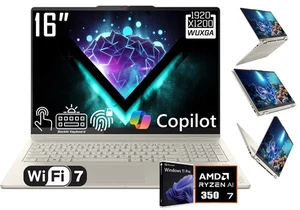 Lenovo Yoga 7 16" FHD+ 2-in-1 Touch Copilot AI Laptop AMD Ryzen AI 7 350 2TB SSD - Picture 1 of 12