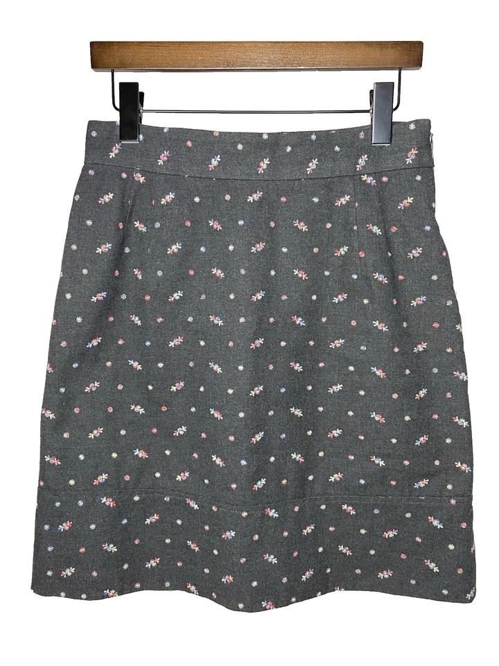 Falda Wallfia Floral Bordada Gris 8 Odille Para Mujer 100% Algodón Preppy Y2K Foto 1 de 4
