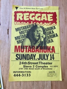 MUTABARUKA July 14 1985 24th Street Theater Sacramento flyer reggae ORIG - Picture 1 of 2