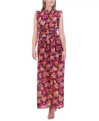 Maxi vestido para mujer Vince Camuto talla 4 con volantes floral de gasa Foto 1 de 3