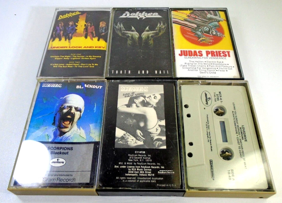 Vtg Heavy Metal Cassette Tapes Lot 6pc Scorpions Dokken Judas Priest 70s 80s - Image 1 of 4