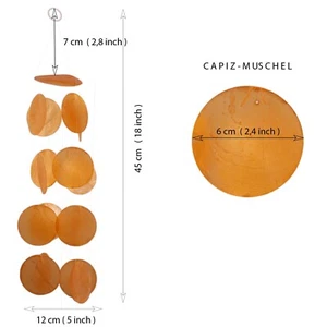 Capiz Muschel OrangeGirlande als hänge Deko für Fenster ,Wohnzimmer ,Garten 50cm - Bild 1 von 3