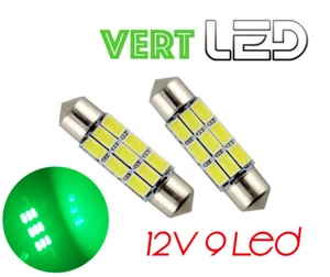 2 Ampoules navette LED VERT C10W 42 mm 42mm Résistances anti erreur Habitacle - Imagen 1 de 1