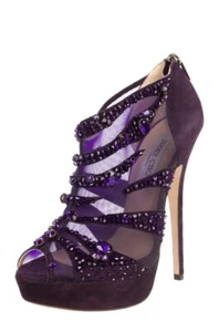 1495 $ Jimmy Choo lila Kiln Kristall Wildleder Plateau Mesh Booties 39,5 - Bild 1 von 7