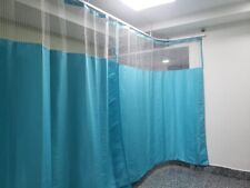 1*Sea Green Color Zig Zag Curtain with Oval Net for Hospital ICU/ Clinic