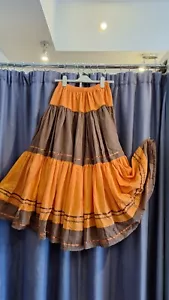 Falda gitana naranja y marrón. Cintura de 28""-36 - Imagen 1 de 2